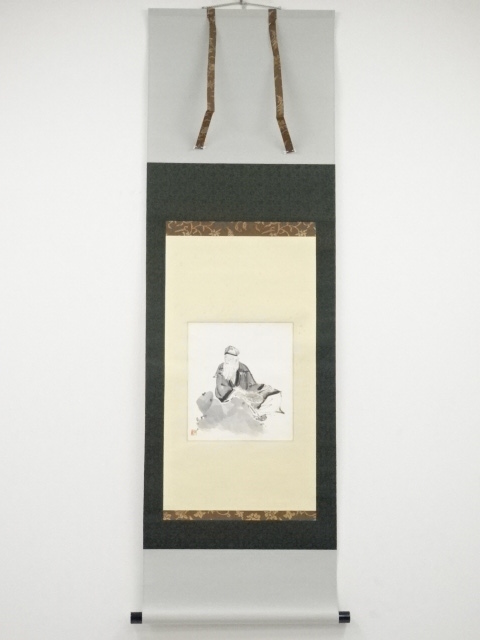 南風筆　人物図　肉筆紙本掛軸（保護箱）